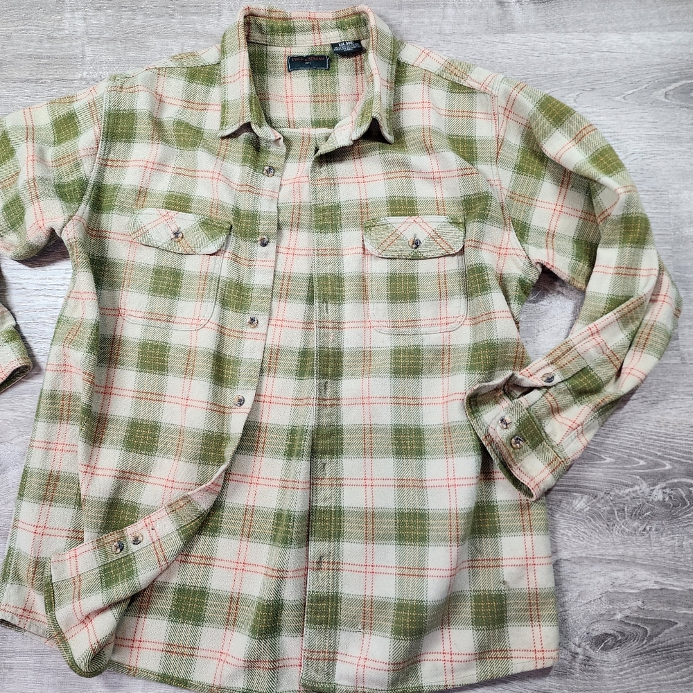 FIELD & STREAM Flannel Green Yellow Plaid Long Sleeve Button Down Work Shirt XXL